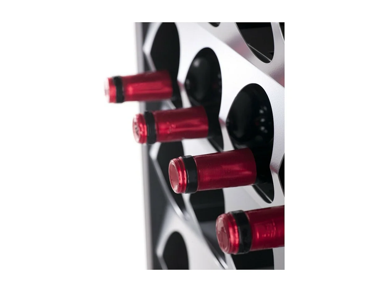 Flaschenregal mit Rollen, 93*50* 30 cm - Schwarz, Edelstahl, Ulme - Kapazität 24 Flaschen, BACUS