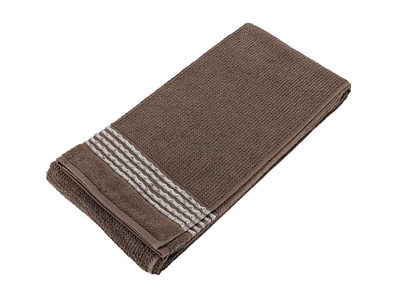Drap de douche 70x140 cm pur coton INTENSE à bordures blanches couleur marron