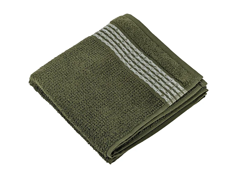 Serviette de toilette 50x100 cm pur coton INTENSE à bordures blanches vert mousse