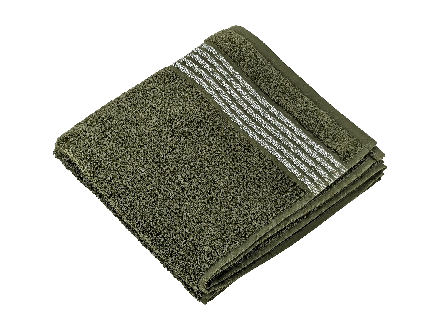 Serviette de toilette 50x100 cm pur coton INTENSE à bordures blanches vert mousse