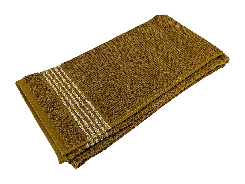 Drap de douche 70x140 cm pur coton INTENSE à bordures blanches ocre