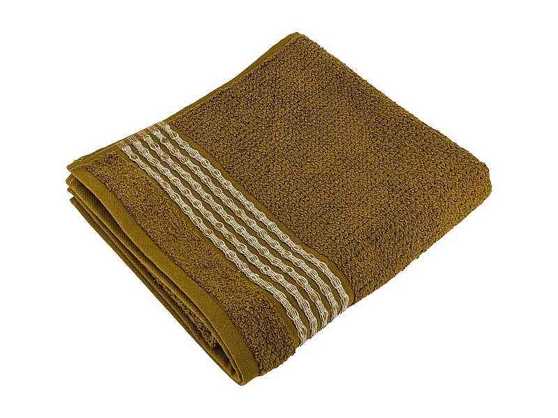 Serviette de toilette 50x100 cm pur coton INTENSE à bordures blanches ocre