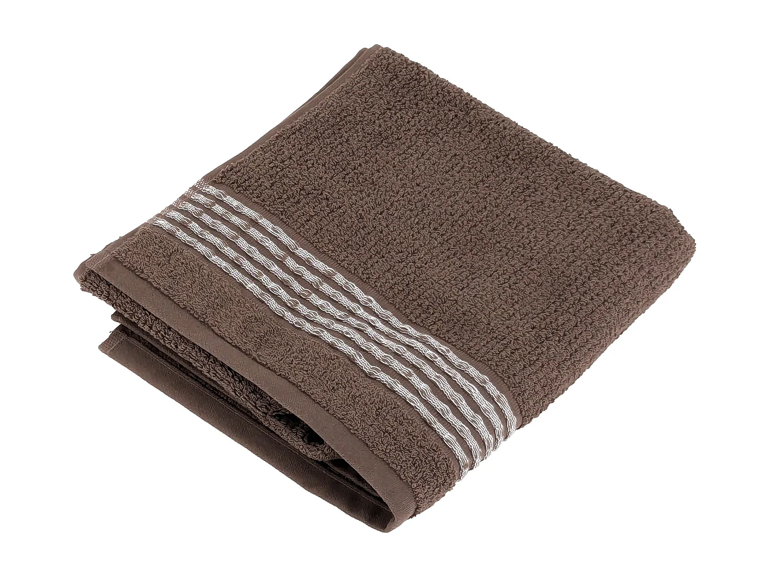 Serviette de toilette 50x100 cm pur coton INTENSE à bordures blanches marron