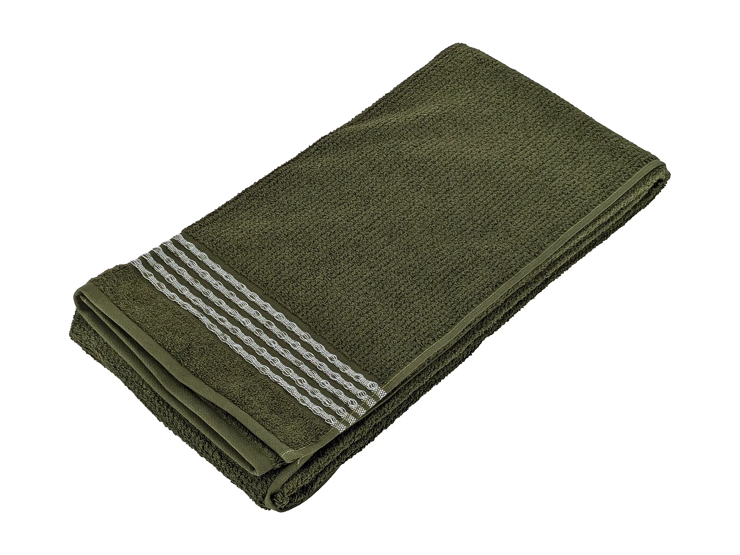 Drap de douche 70x140 cm pur coton INTENSE à bordures blanches vert mousse