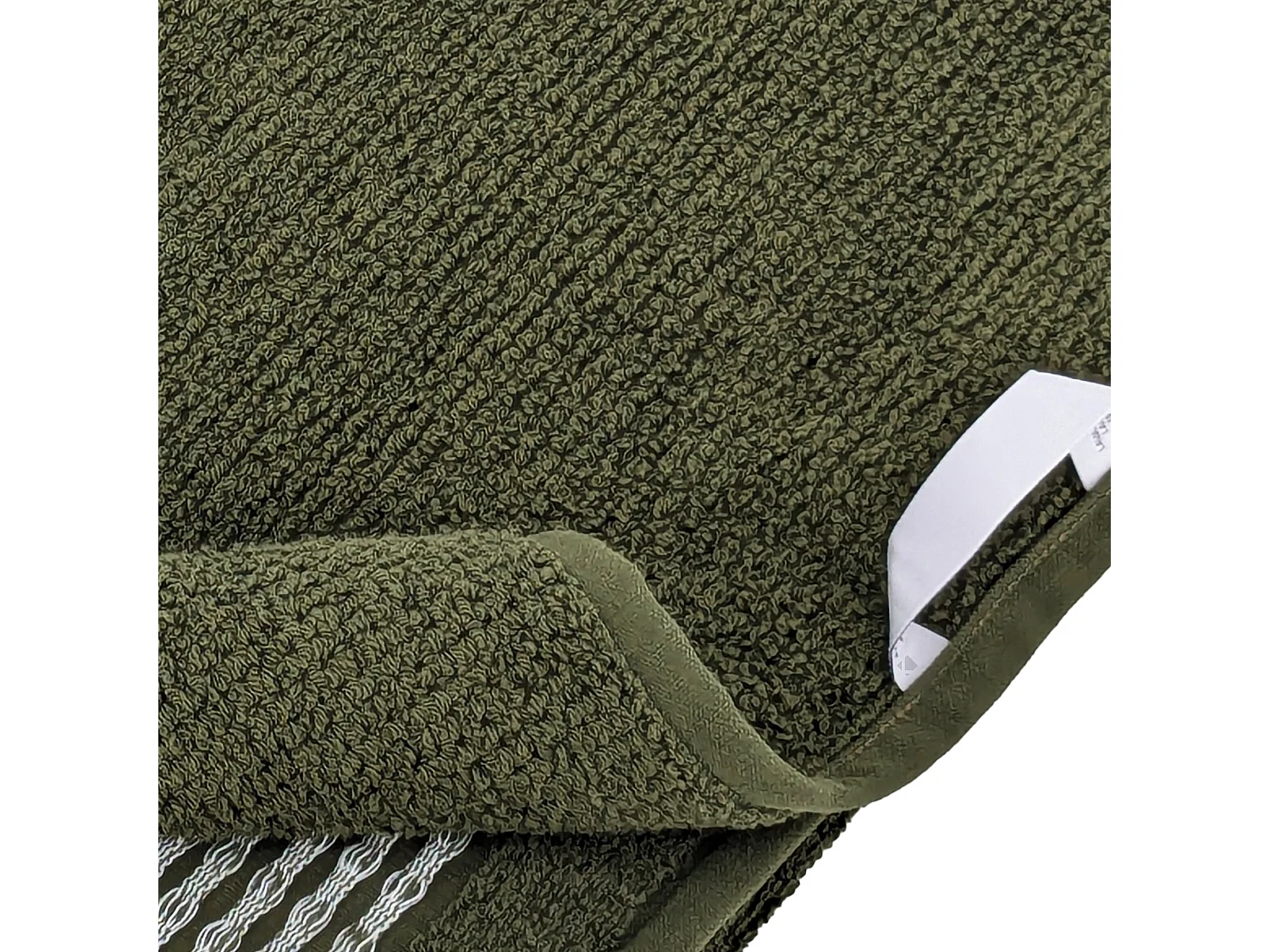 Drap de douche 70x140 cm pur coton INTENSE à bordures blanches vert mousse