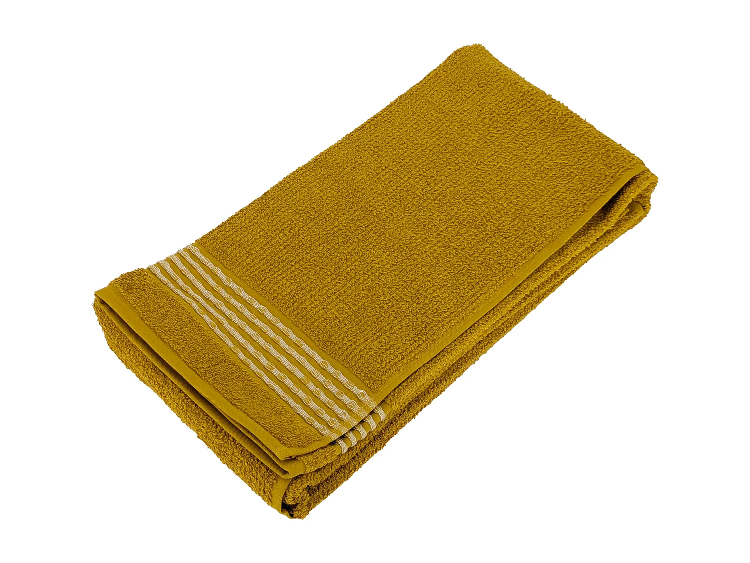 Drap de douche 70x140 cm pur coton INTENSE à bordures blanches jaune