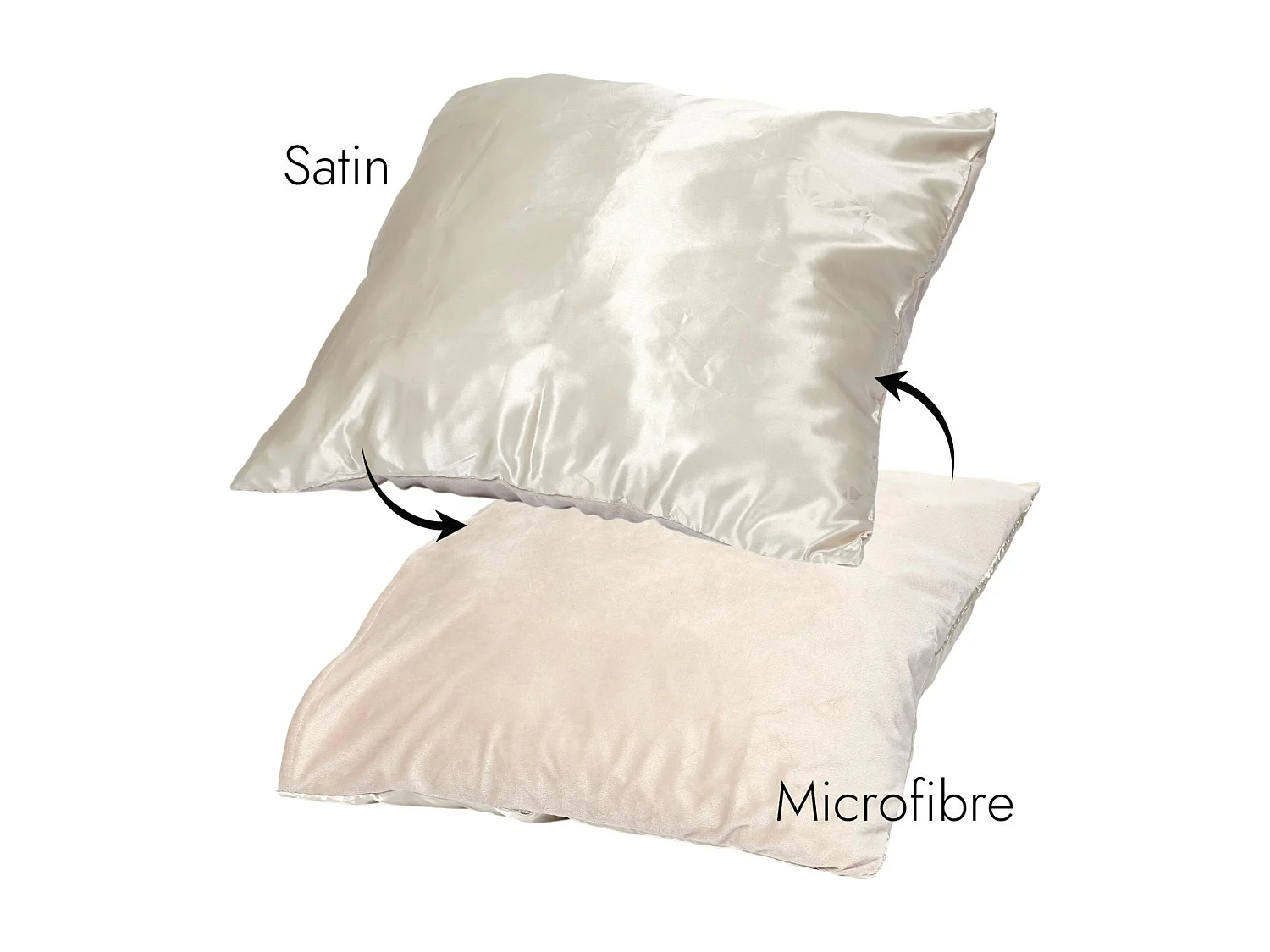 Taie d'oreiller microfibre réversible satin 60x60 cm HOSANA doré