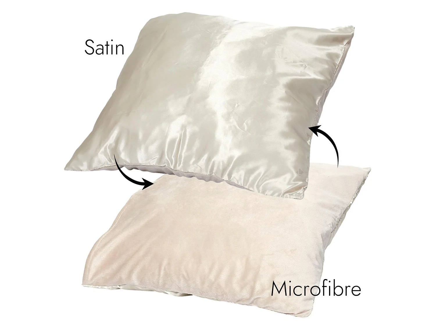 Taie d'oreiller microfibre réversible satin 60x60 cm HOSANA doré