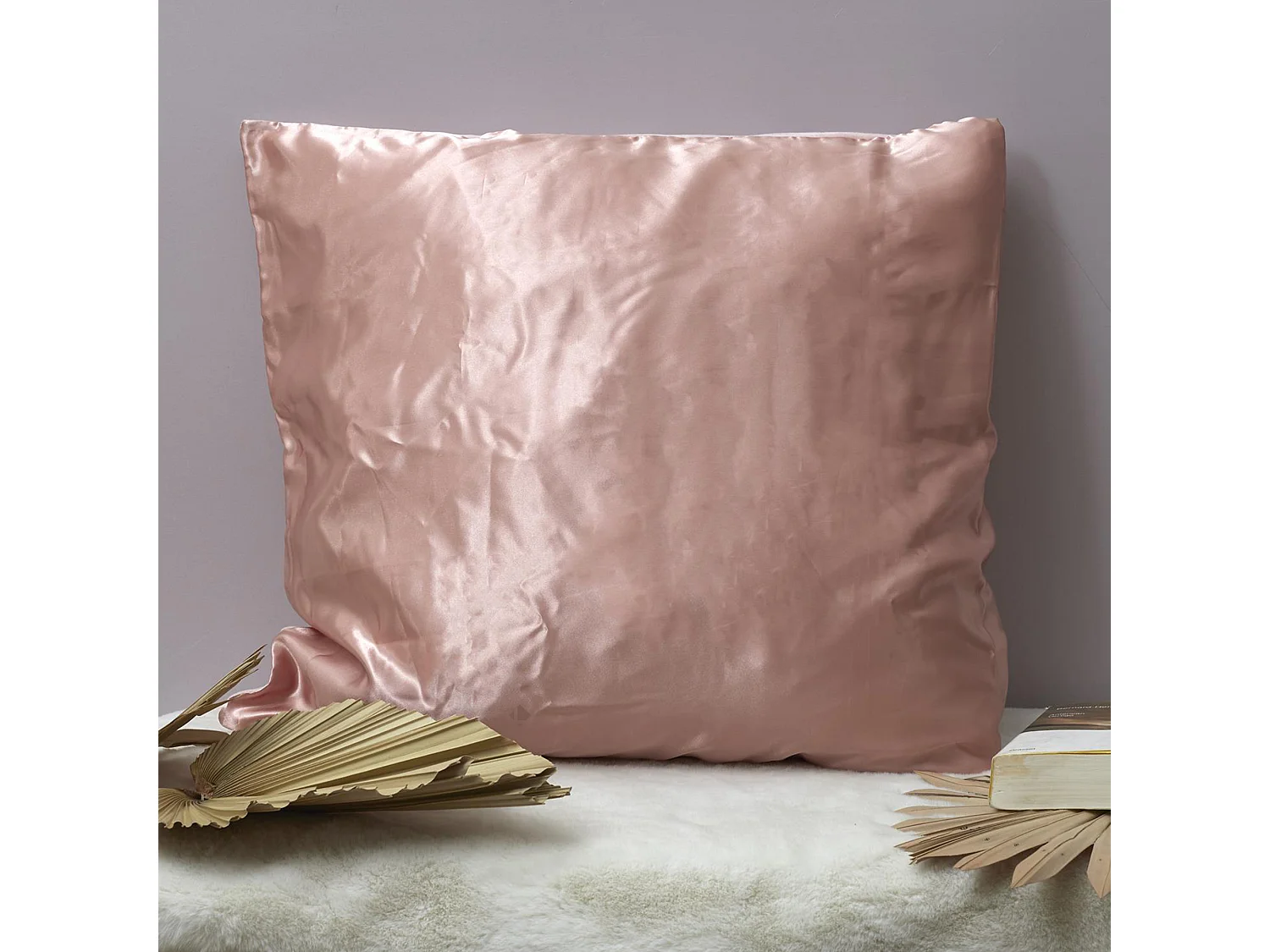 Taie d'oreiller microfibre réversible satin 60x60 cm HOSANA rose