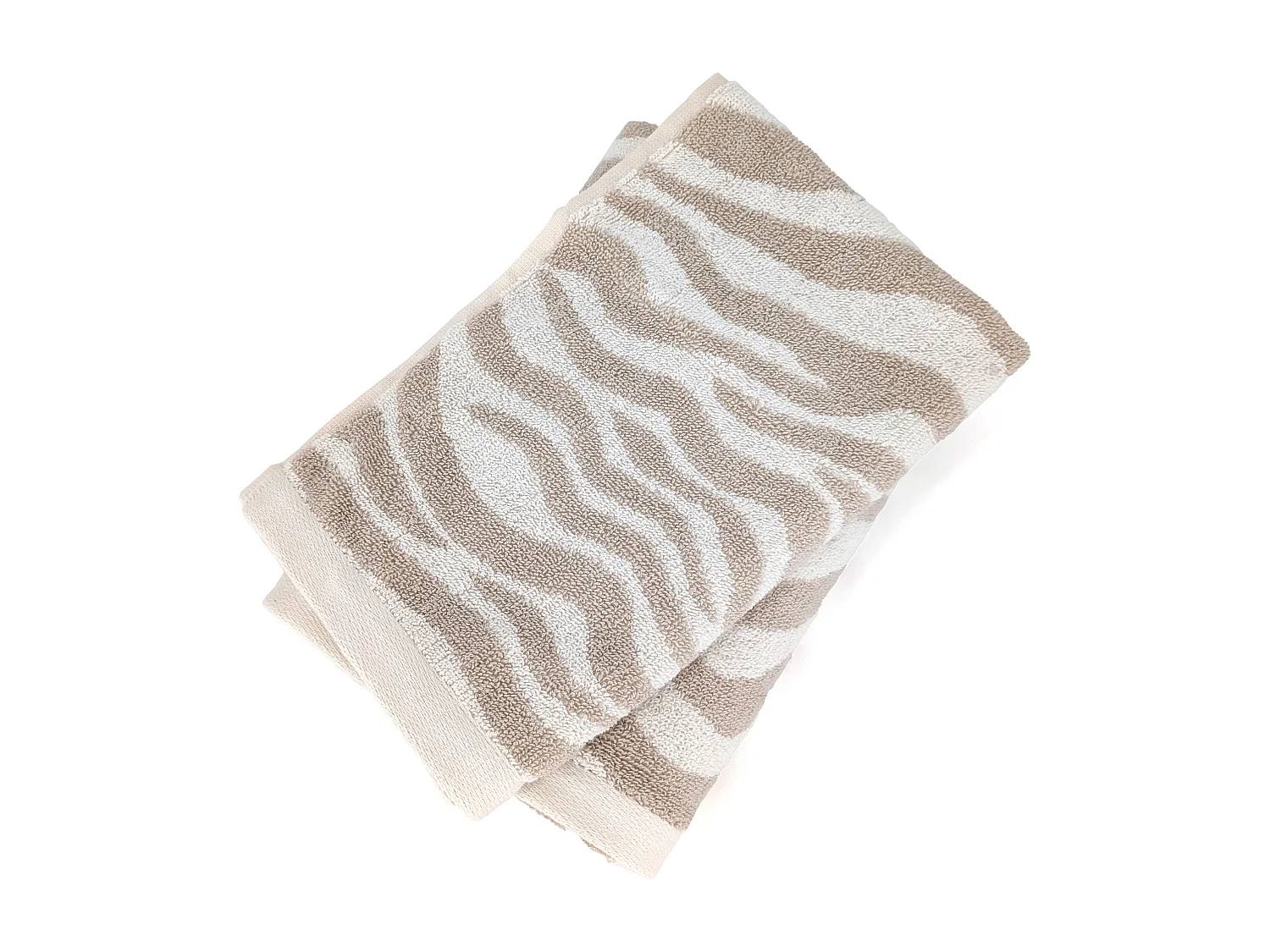 Lot de 2 serviettes invités 33x50 cm ZEBRA SOFT pur coton motif zèbre beige