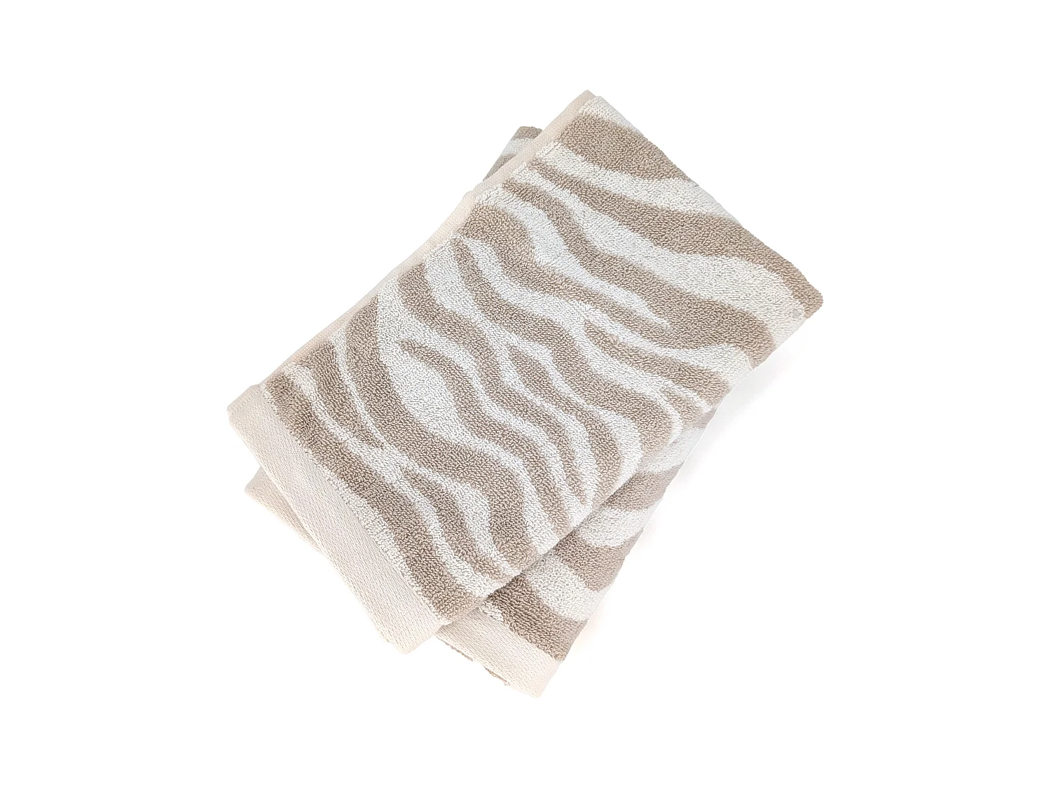 Lot de 2 serviettes invités 33x50 cm ZEBRA SOFT pur coton motif zèbre beige