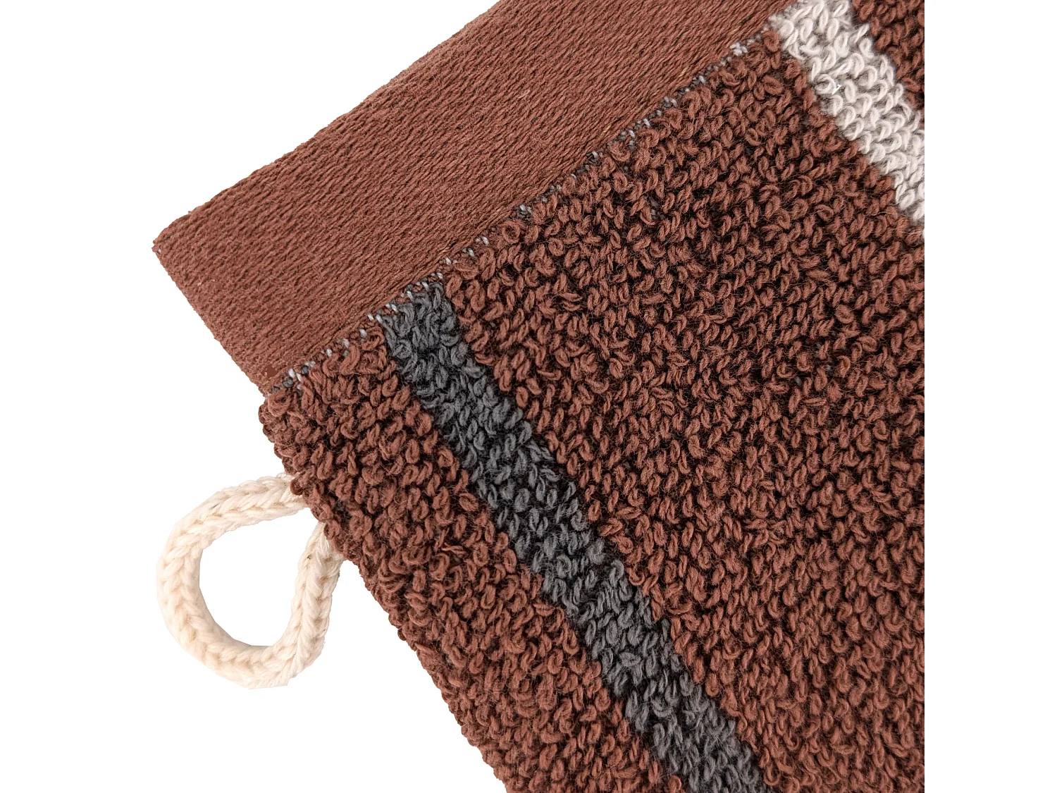 Lot de 2 gants de toilette 16x21 cm BOLD à rayures marron Terracotta