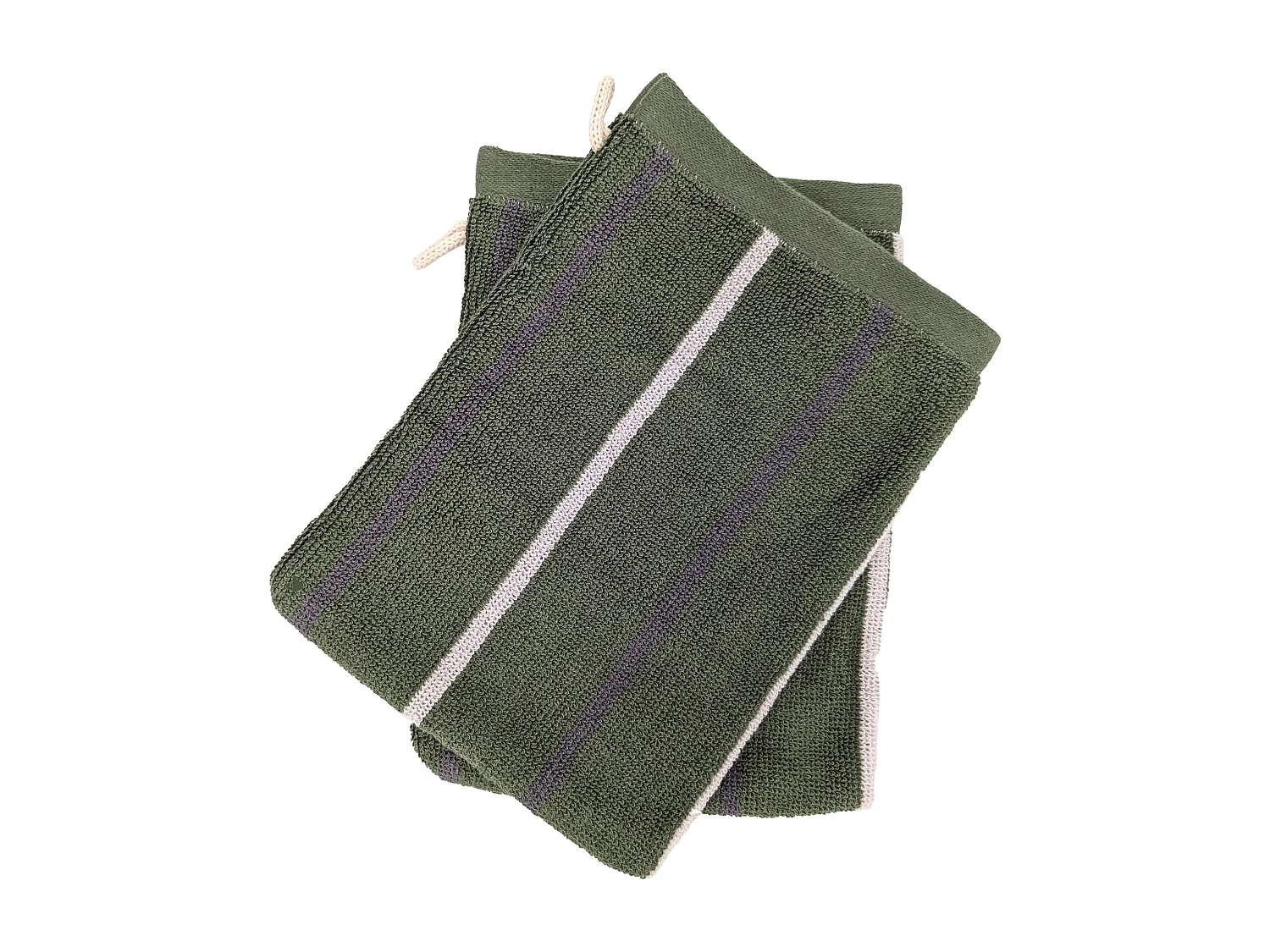 Lot de 2 gants de toilette 16x21 cm BOLD à rayures vert Kaki