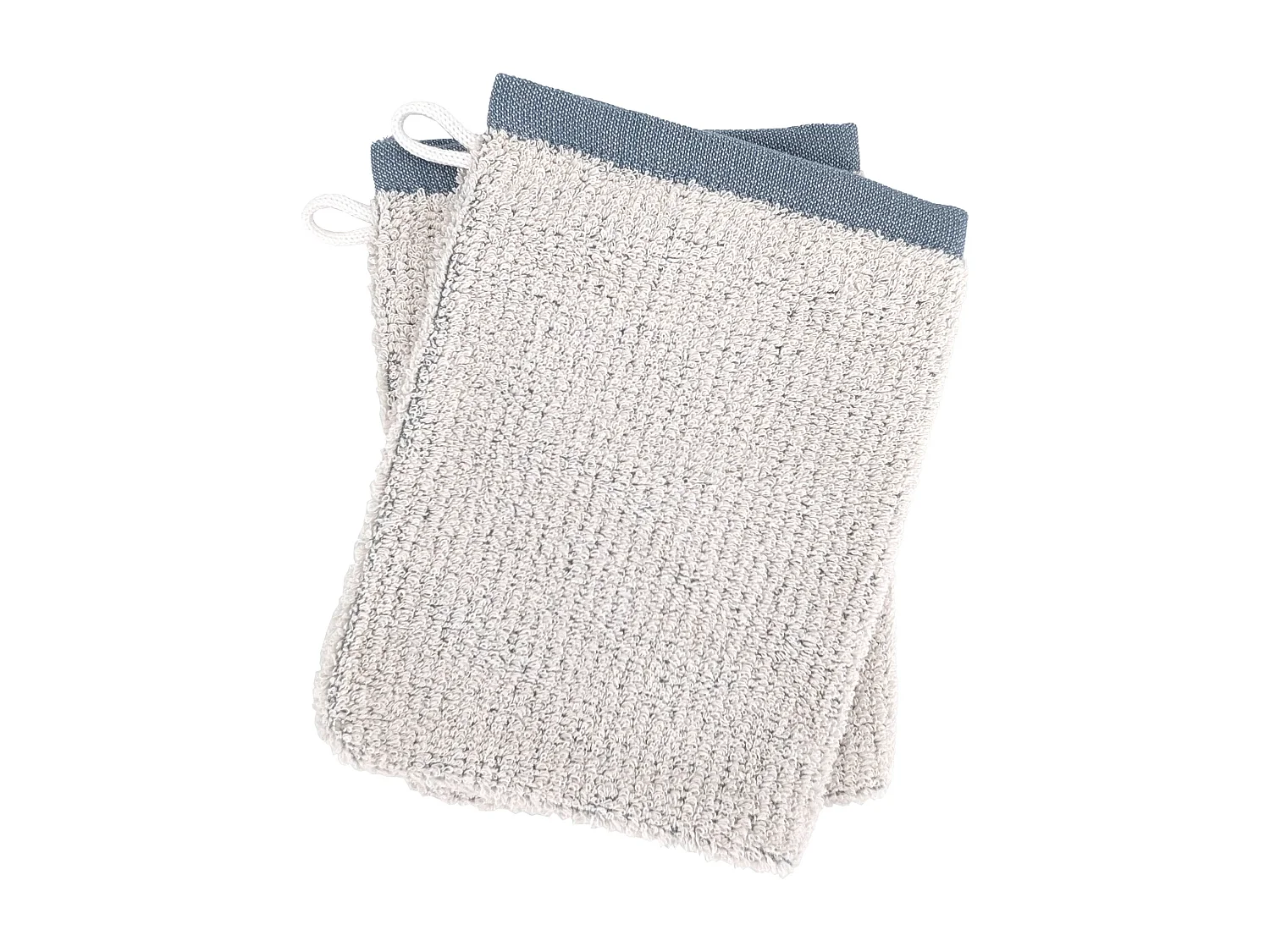 Lot de 2 gants de toilette 16x21 cm FOLIUM à rayures bleu Cérulé