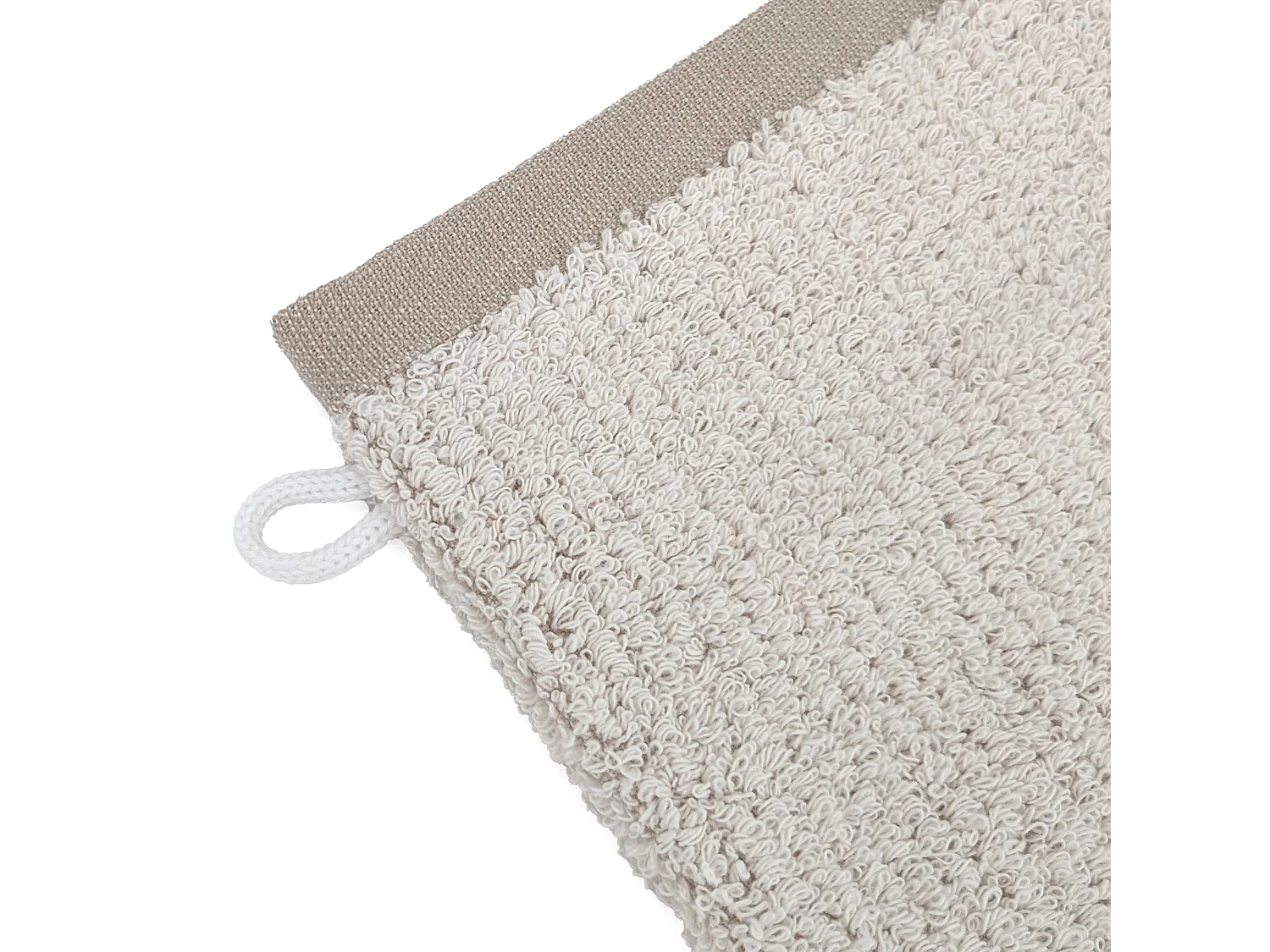 Lot de 2 gants de toilette 16x21 cm FOLIUM à rayures beige