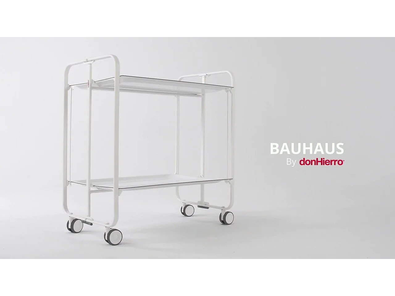 Chariot pliant à roulettes, table pliante roulante, desserte - Structure métallique blanche, 2 niveaux en stratifié motif Café  - 72*66*43 cm - BAUHAUS