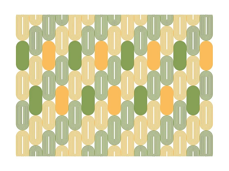 Carrito auxiliar plegable con ruedas - Estructura metálica blanca, 2 estantes laminados Decorado Óvalos naranjas y verdes – 72*66*43 cm - BAUHAUS