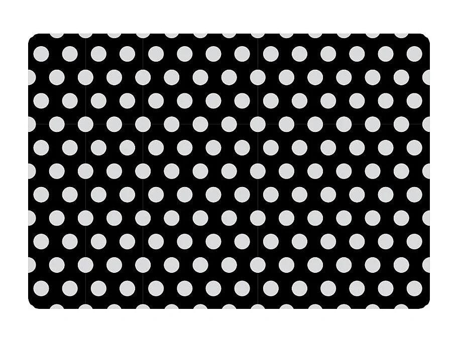 Carrito auxiliar plegable con ruedas - Estructura metálica blanca, 2 estantes laminados círculos blancos fondo negro – 72*66*43 cm - BAUHAUS