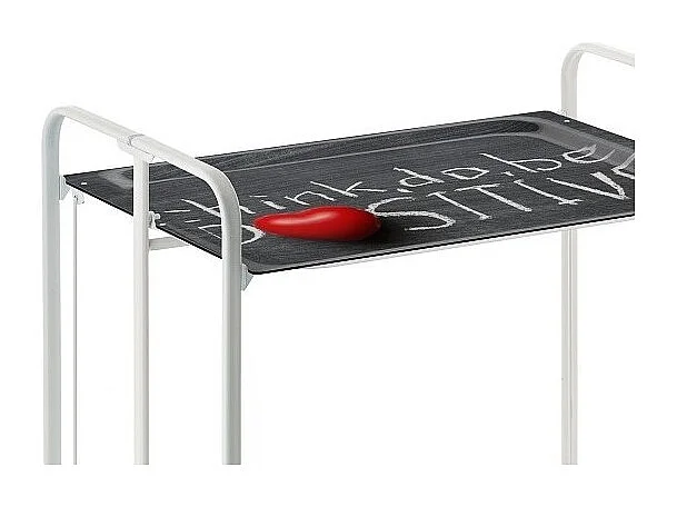 Servierwagen, klappbar, 2 Böden, weißer Rahmen - Laminatboden mit Think, do, be positive design  - 72*66*43 cm - BAUHAUS