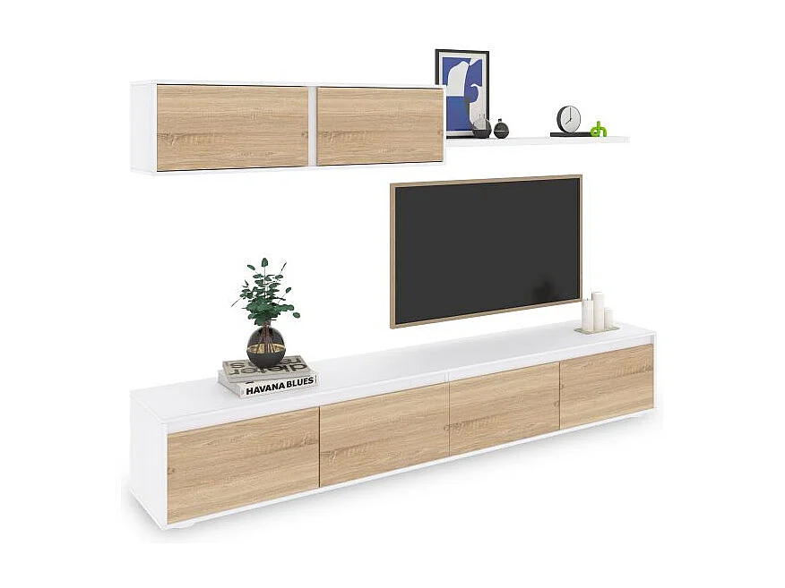 Salón Arlet Blanco Artik (Blanco Mate) - Roble Canadian