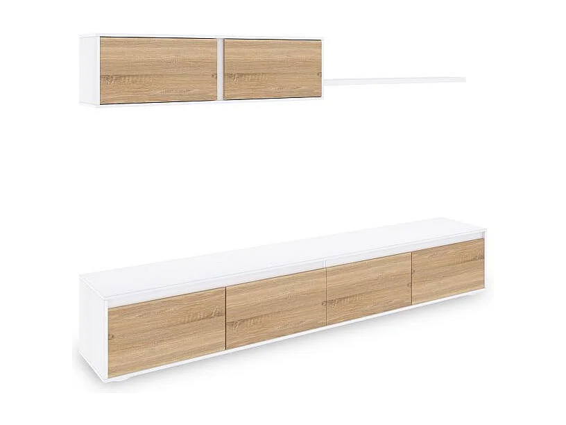 Salón Arlet Blanco Artik (Blanco Mate) - Roble Canadian