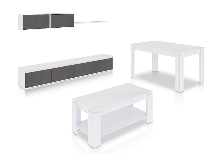 Pack salón con mesa de centro y mesa de comedor Arlet Max Blanco Artik (Blanco Mate) - Óxido