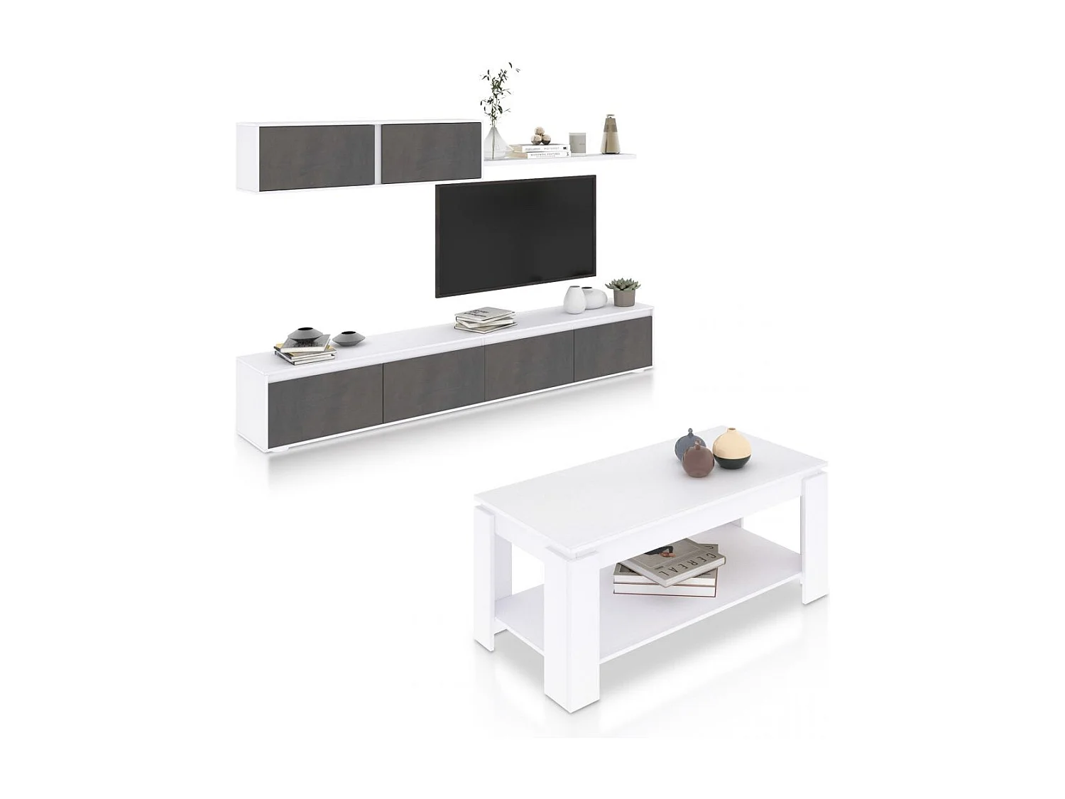 Pack salón con mesa de centro Arlet Plus Blanco Artik (Blanco Mate) - Óxido