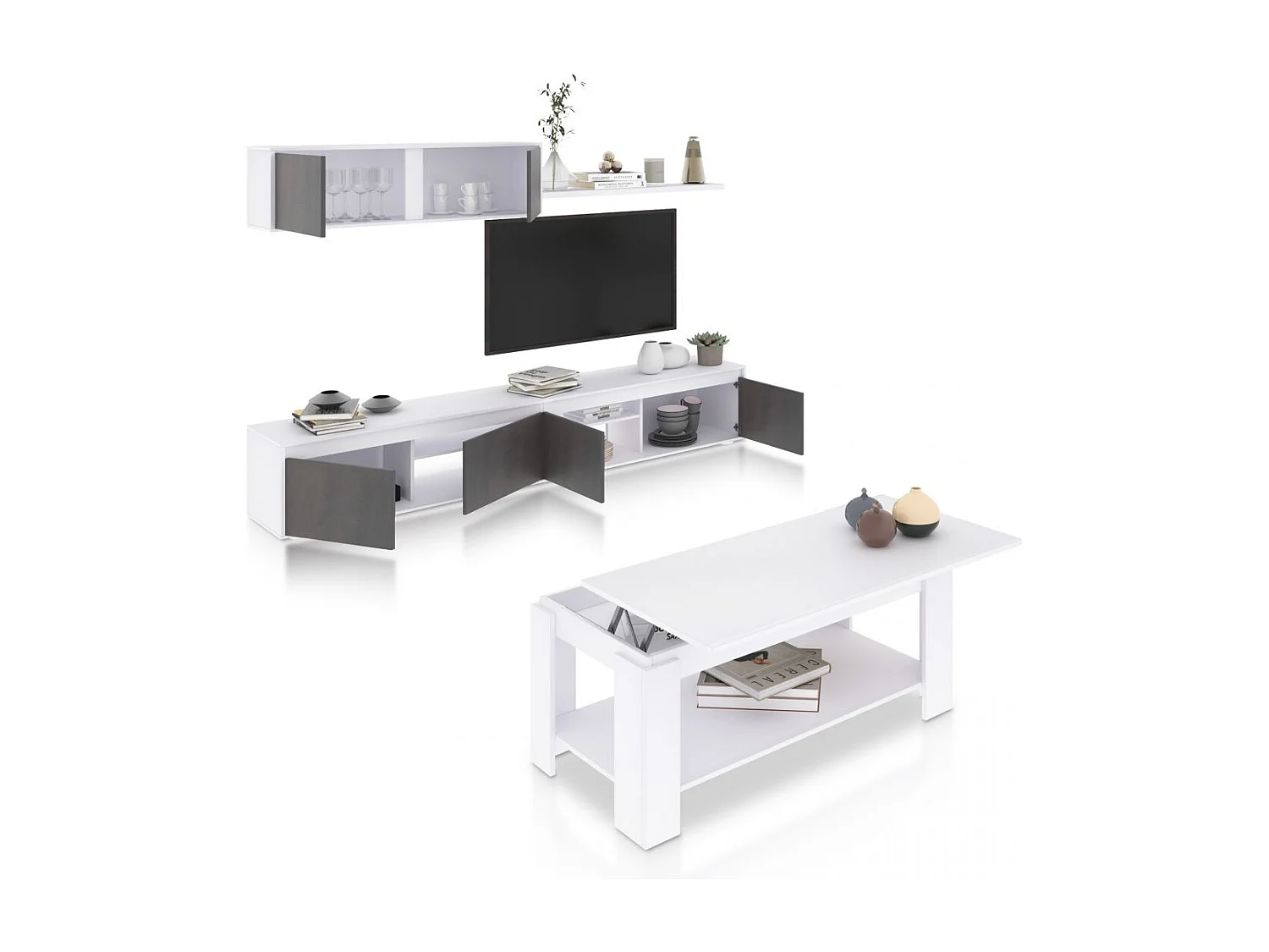 Pack salón con mesa de centro Arlet Plus Blanco Artik (Blanco Mate) - Óxido