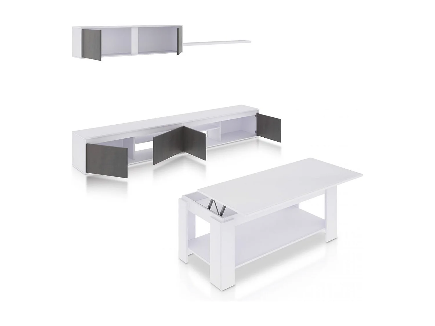 Pack salón con mesa de centro Arlet Plus Blanco Artik (Blanco Mate) - Óxido