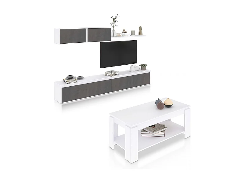 Pack salón con mesa de centro Arlet Plus Blanco Artik (Blanco Mate) - Óxido