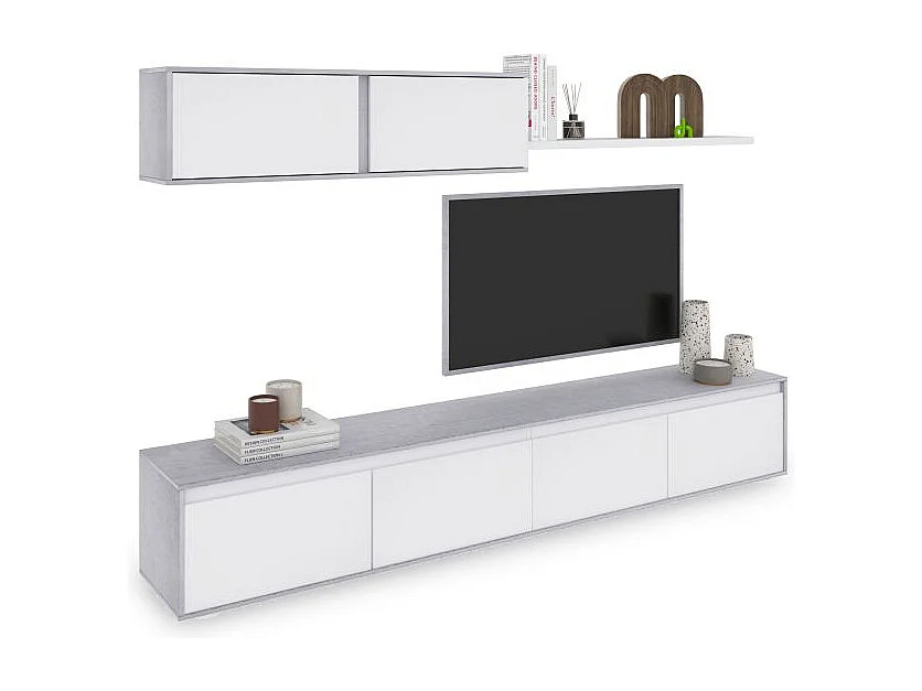 Salón Arlet Blanco Artik (Blanco Mate) - Gris Cemento