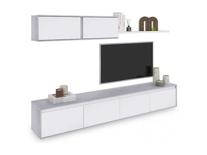 Salón Arlet Blanco Artik (Blanco Mate) - Gris Cemento