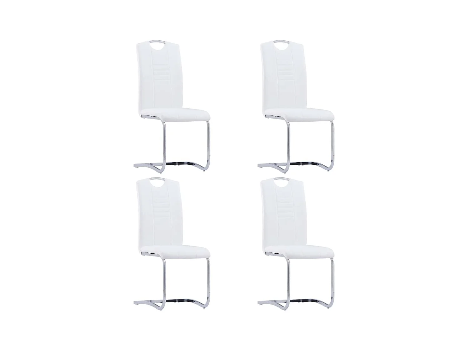 Chaises à manger cantilever lot de 4 blanc similicuir