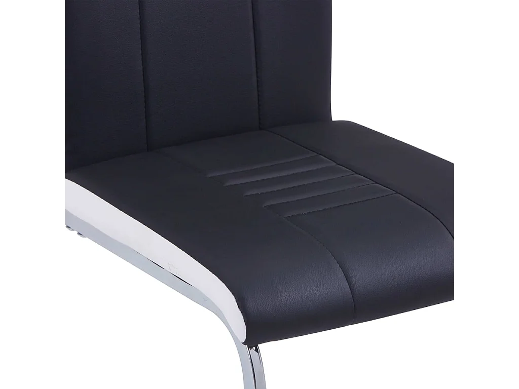 Chaises à manger cantilever lot de 6 noir similicuir
