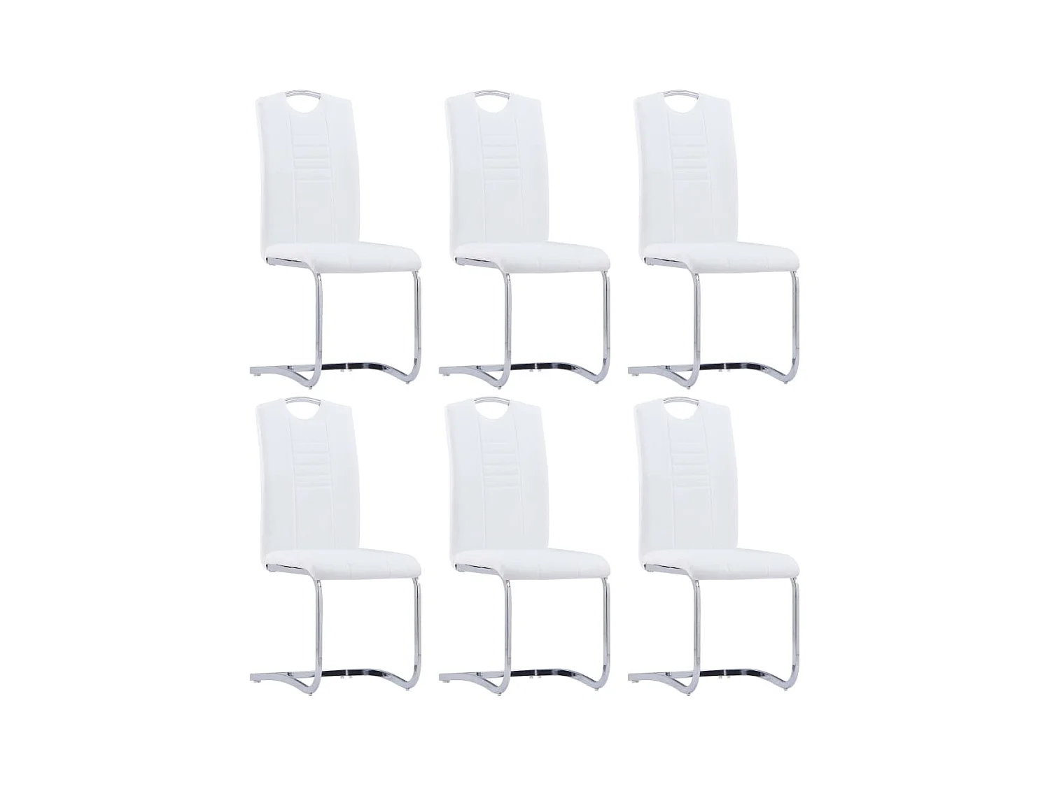 Chaises à manger cantilever lot de 6 blanc similicuir