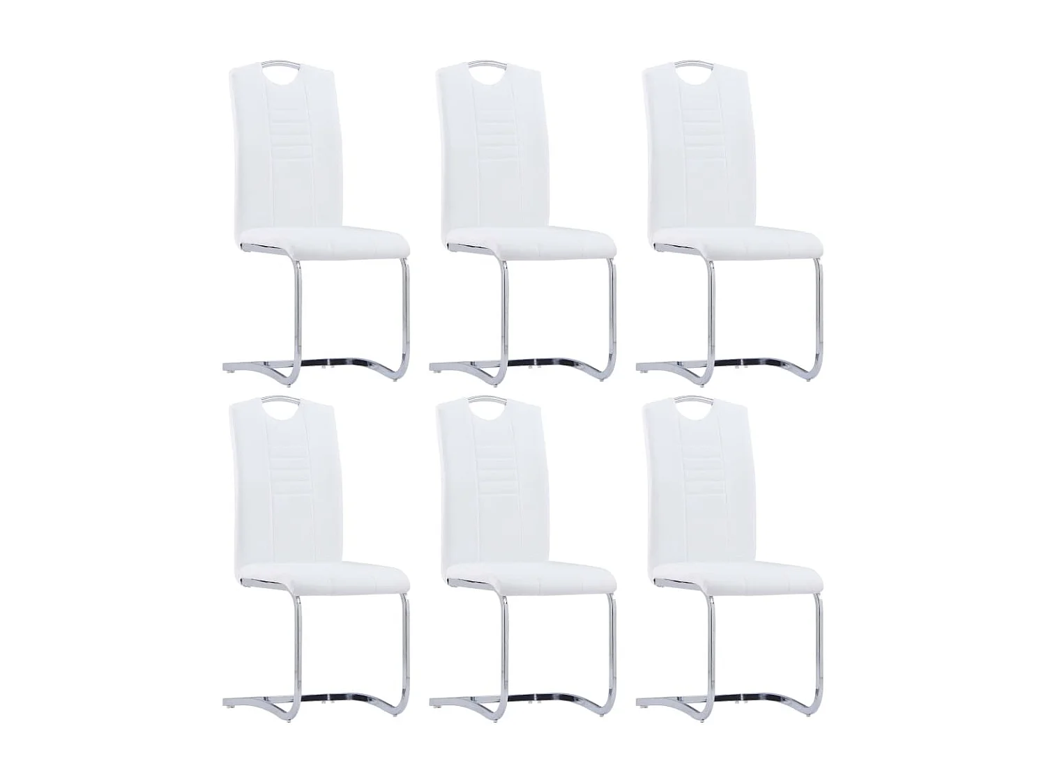 Chaises à manger cantilever lot de 6 blanc similicuir