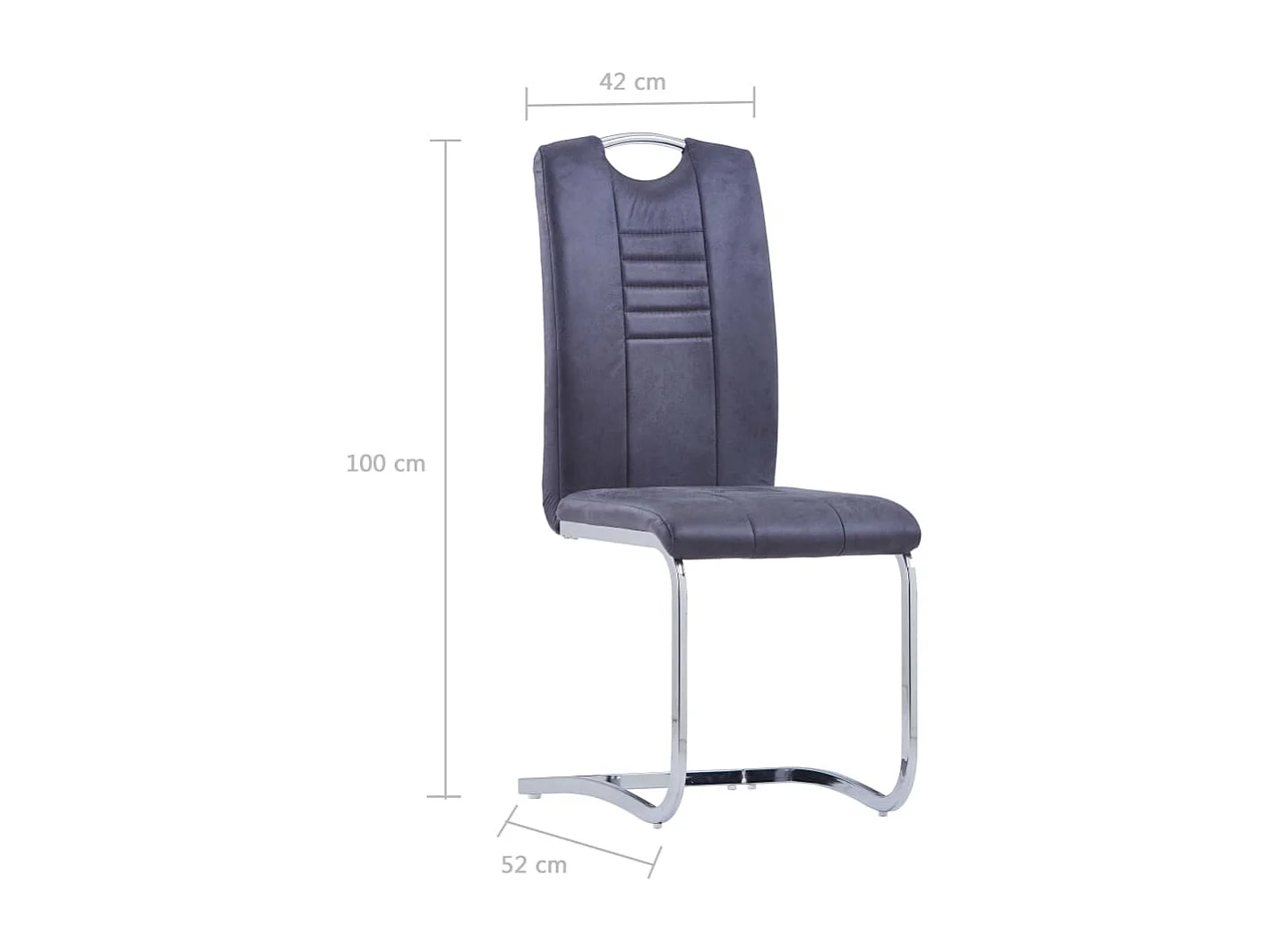 Chaises à manger cantilever lot de 4 gris similicuir daim