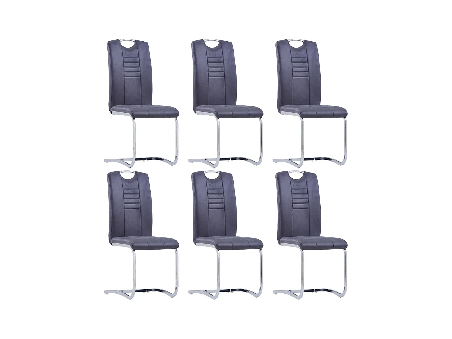 Eetkamerstoelen 6 st kunstsuède grijs