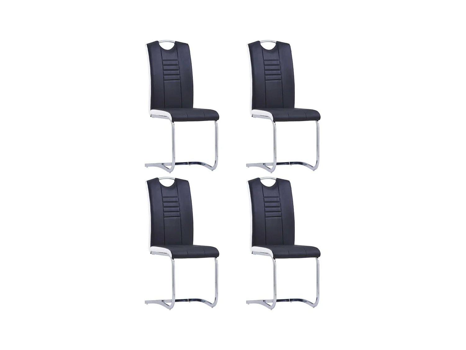 Chaises à manger cantilever lot de 4 noir similicuir
