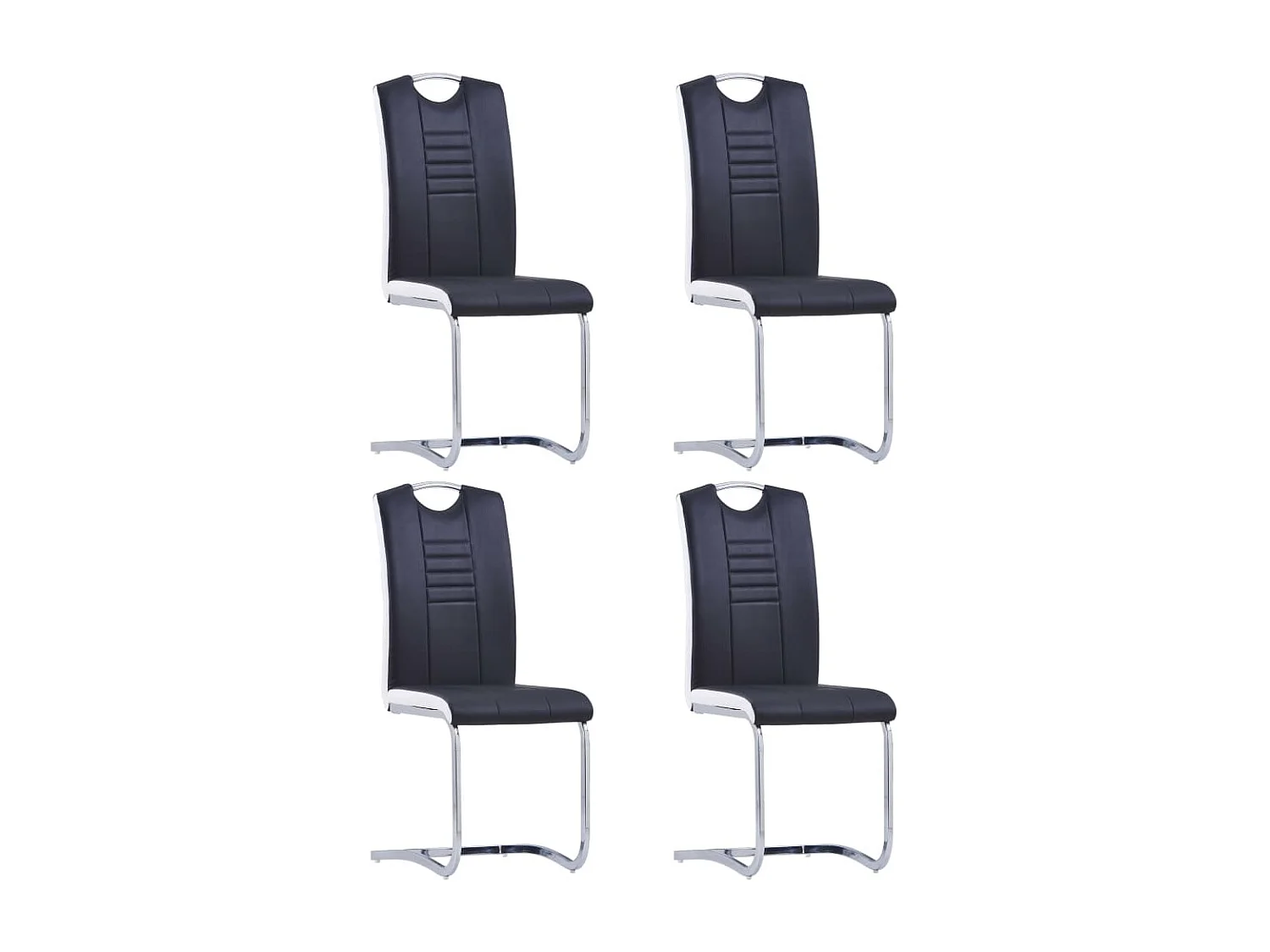 Chaises à manger cantilever lot de 4 noir similicuir