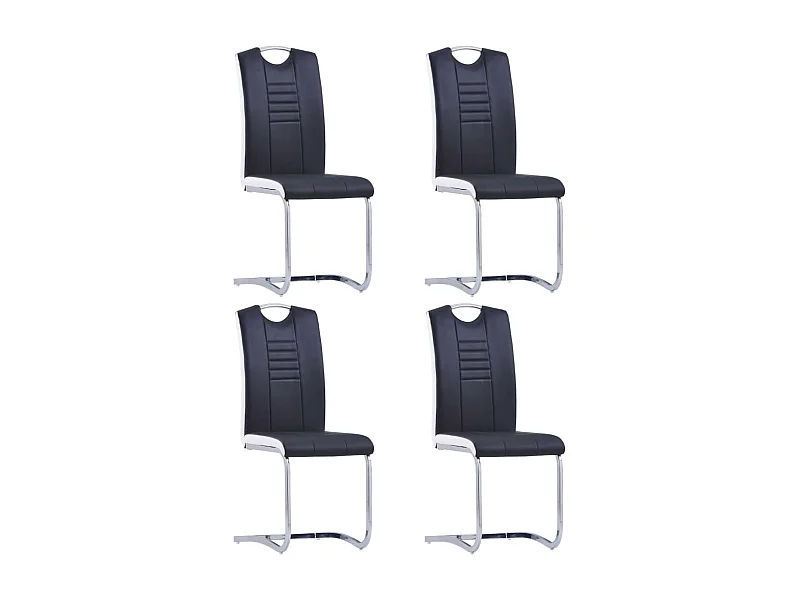 Sillas de comedor voladizas 4 unidades cuero sintético negro