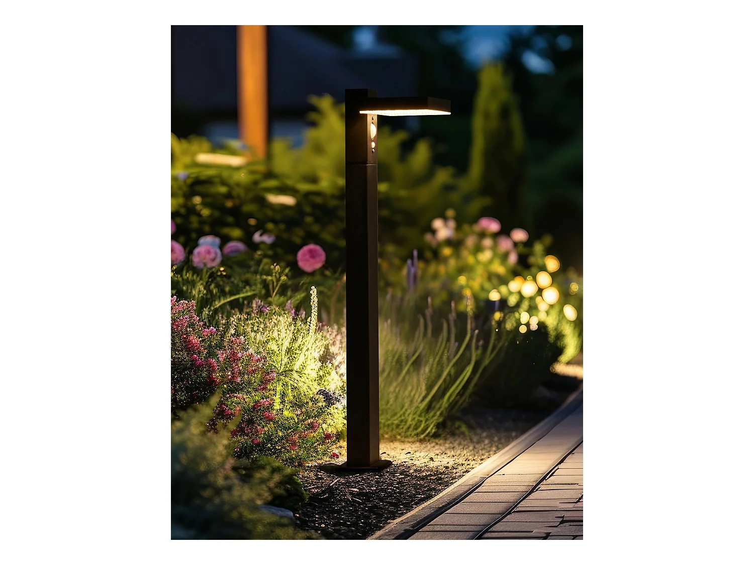 Borne solaire extérieure LED POPLAR Avec détecteur de mouvement Noir