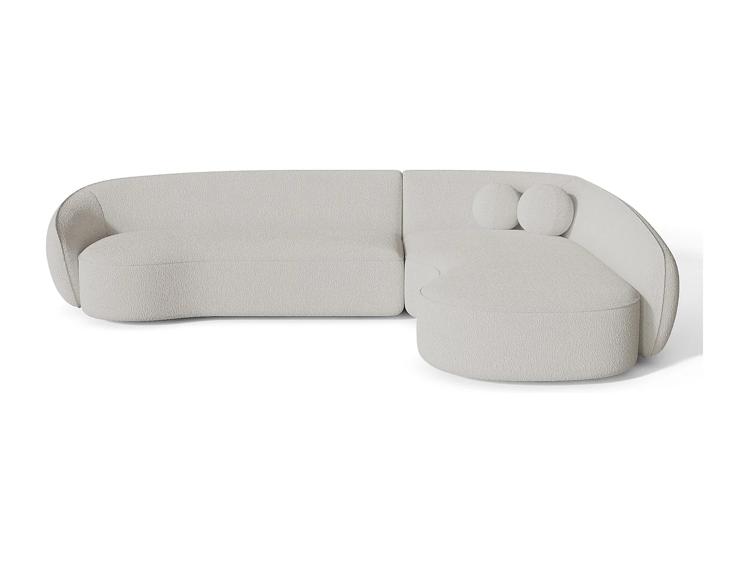 Canapé d'angle droit 4 places bouclette blanc cassé  COOPER