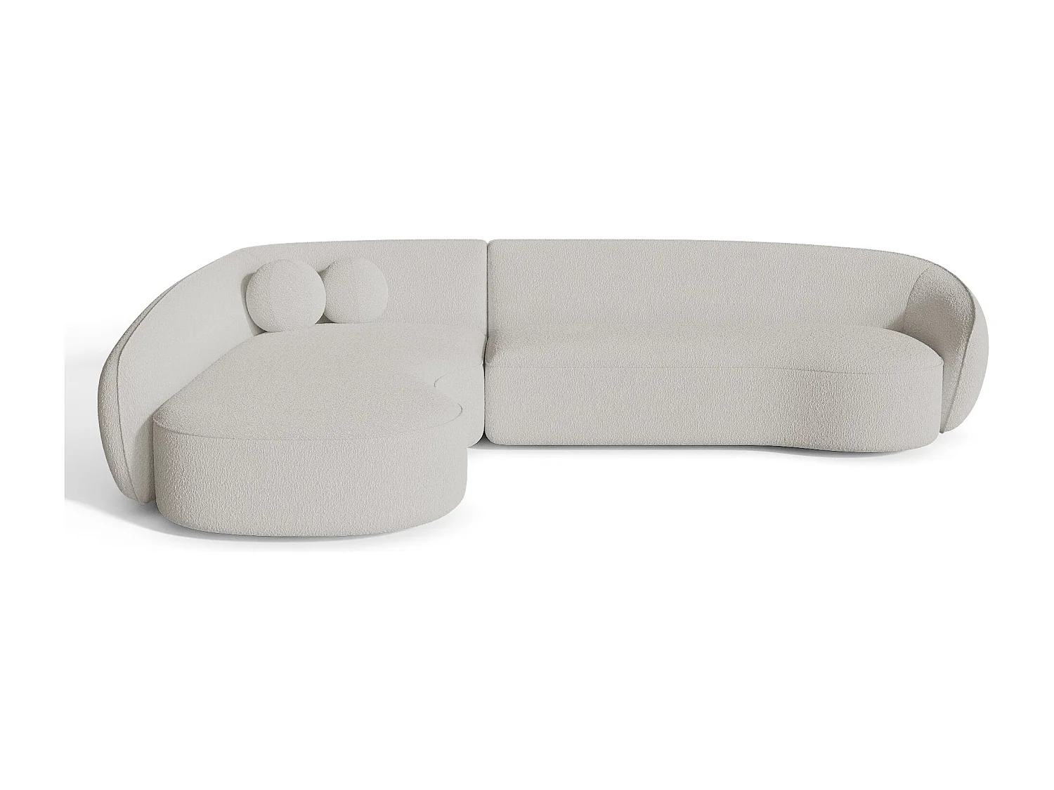 Canapé d'angle gauche 4 places bouclette blanc cassé  COOPER