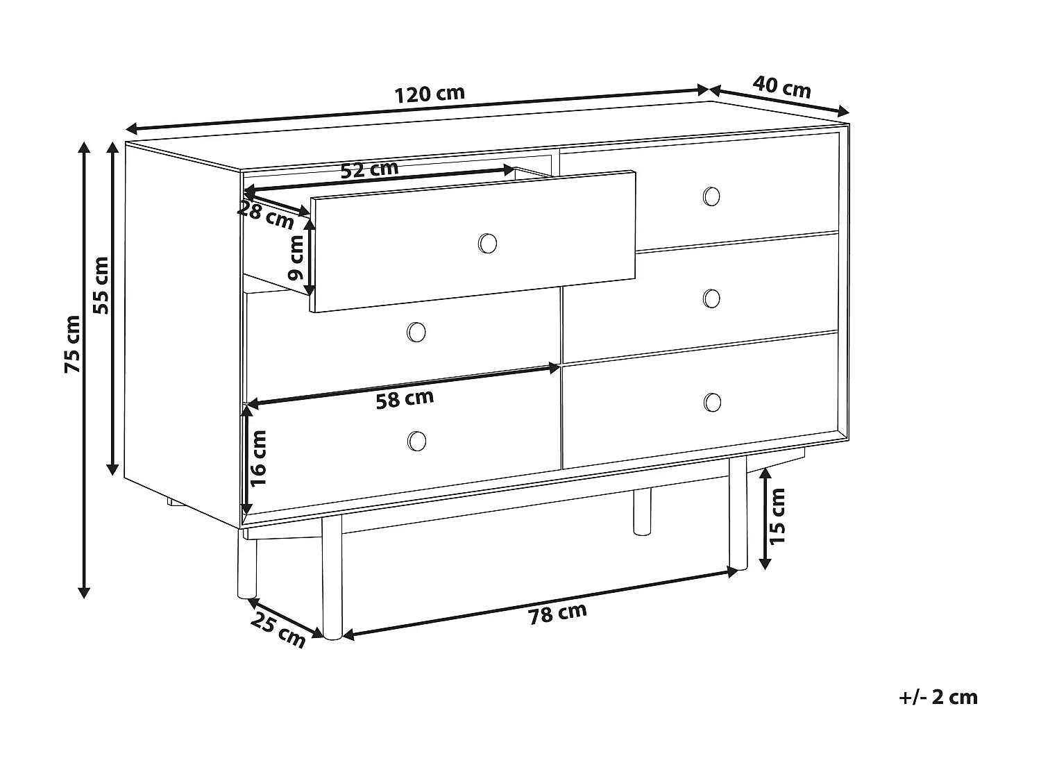 Commode à 6 tiroirs ALCESTER Noir