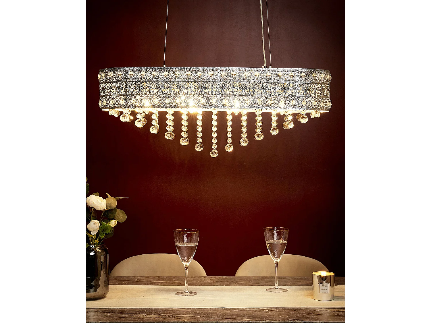 Lustre BELELLE Cristal Argenté