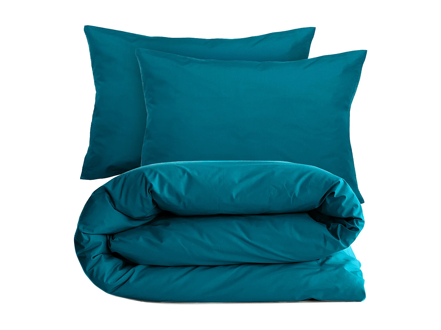Parure de lit 260x240 cm et taie 50x70 cm percale MANOIR bleu Lagon