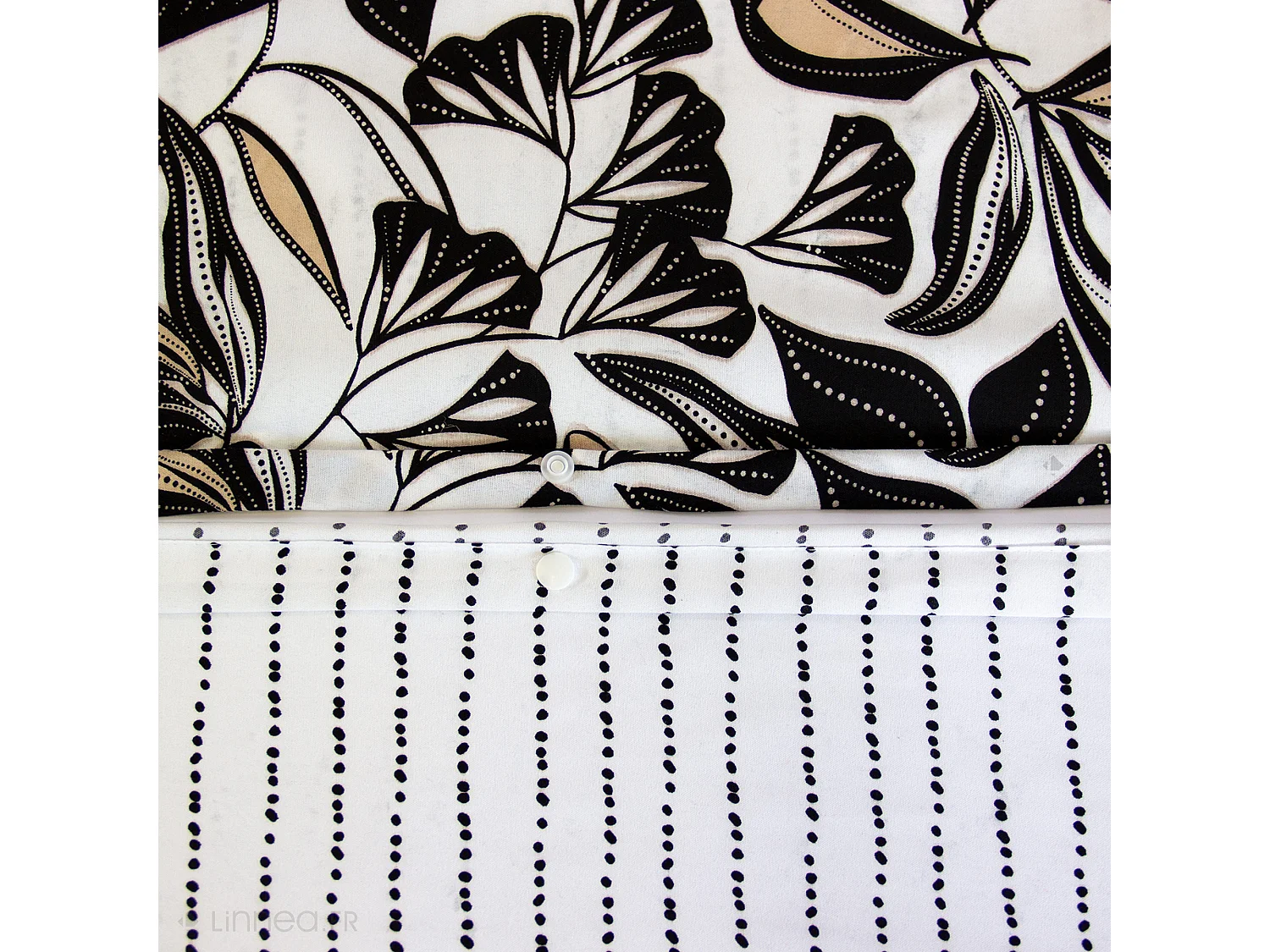 Parure de lit 240x220 cm en microfibre FLORE noir et blanc floral 3 pièces
