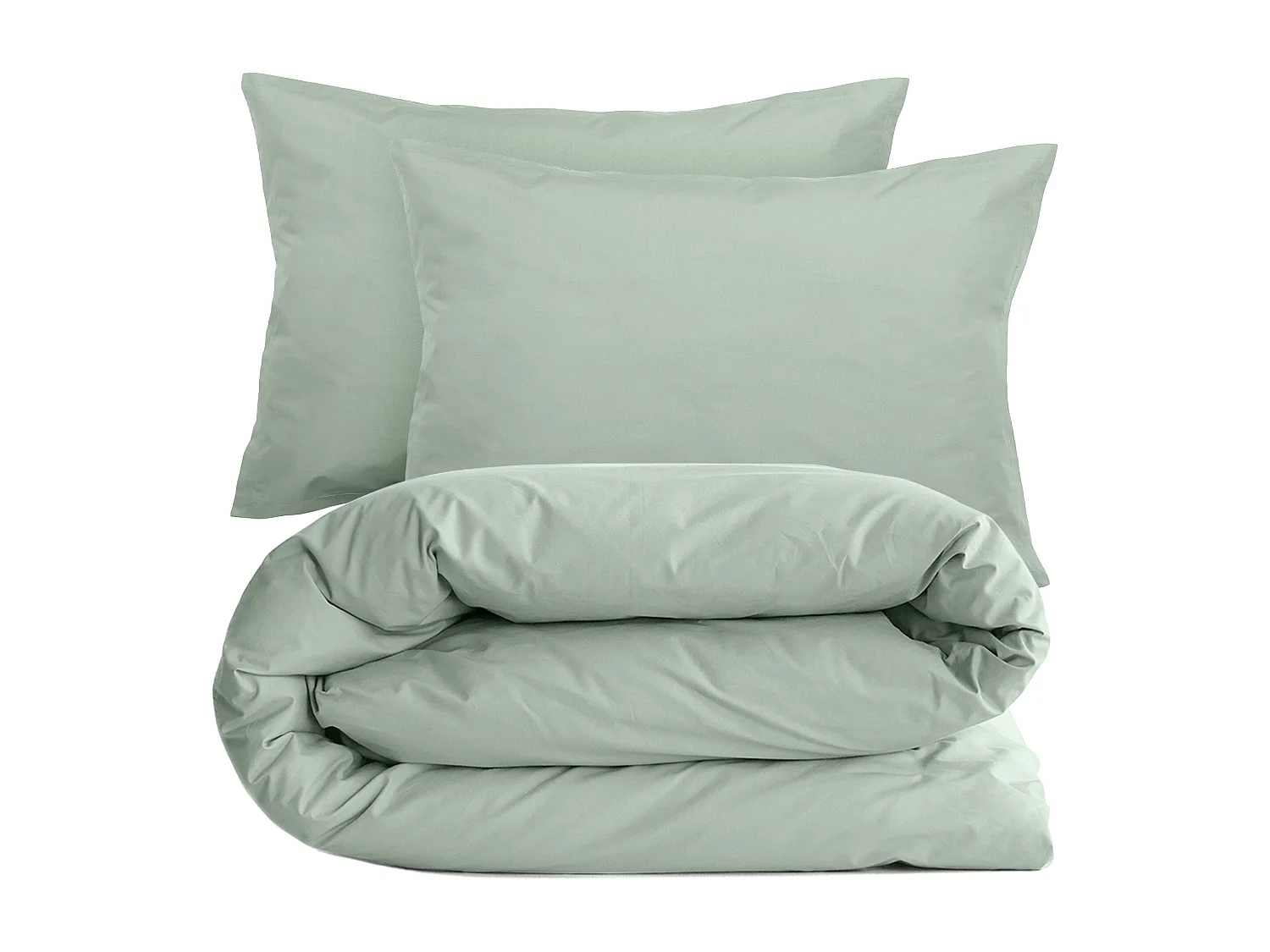 Parure de lit 280x240 cm et taie 50x70 cm percale MANOIR vert Lichen