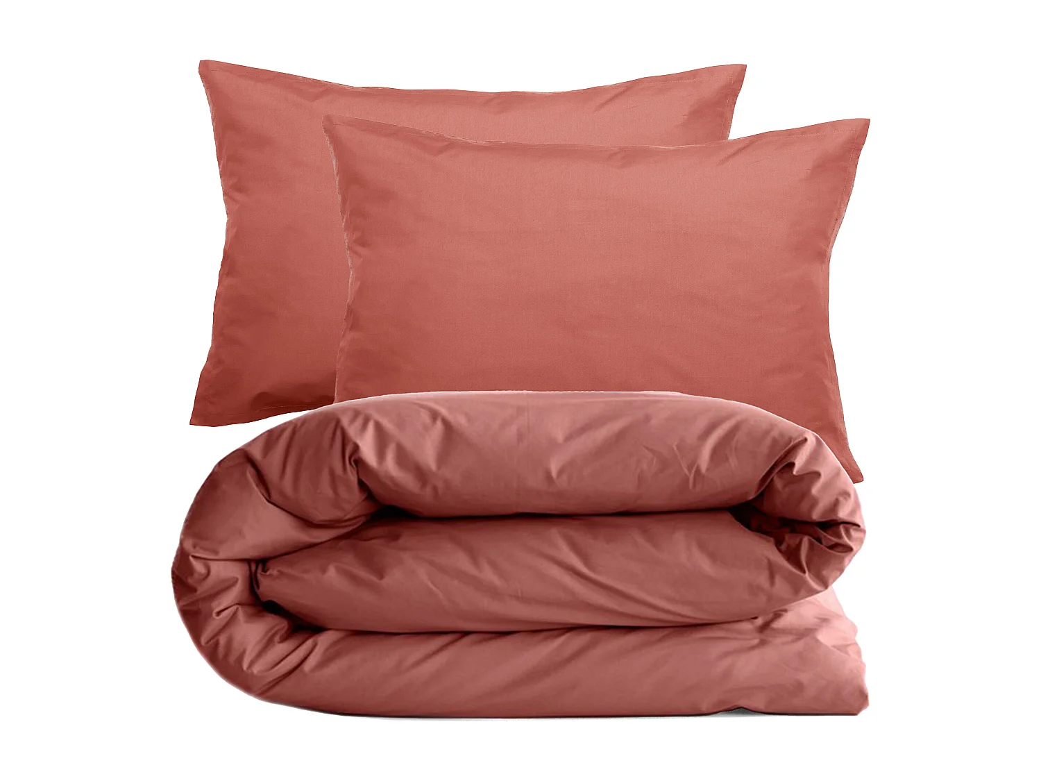 Parure de lit 280x240 cm et taie 50x70 cm percale MANOIR rose Pêche